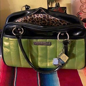 Like green and black sparkle purse